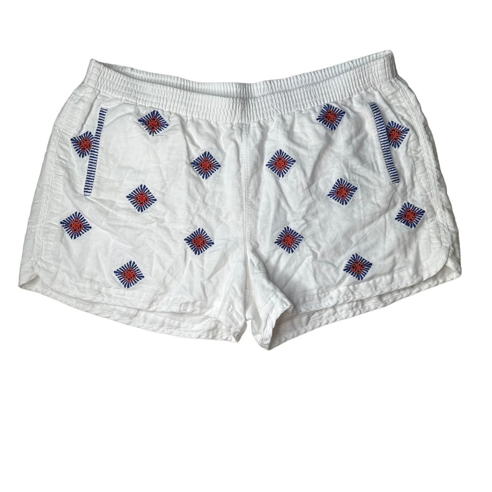 J. Crew White Embroidered Sunburst Shorts . Size XL